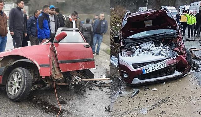 Giresun’da feci trafik kazası! Araba ortadan ikiye ayrıldı 