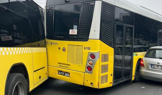 Eyüpsultan'da 2 belediye otobüsü kazaya karıştı