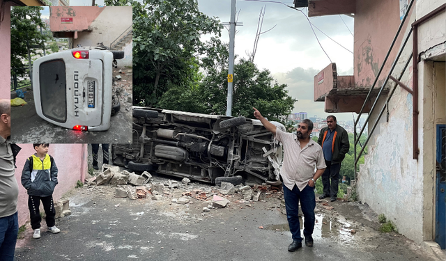 Eyüpsultan’da istinat duvarına çarpan araç yan yattı: 1 kişi yaralandı